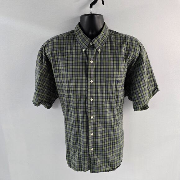 Ralph Lauren Greggor Mens XXL Button-Up Shirt Green Blue Plaid Short Sleeve 6011 - Picture 1 of 8